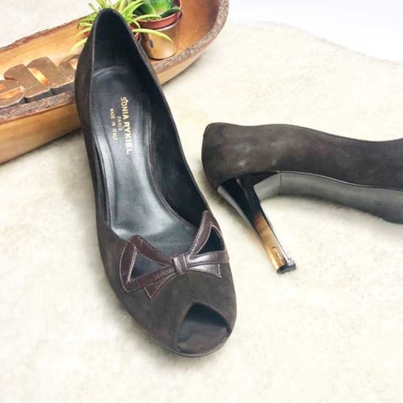 Sonia Rykiel Shoes - *Sonia Rykiel | Vintage Peep Toe Suede Lucite Heels